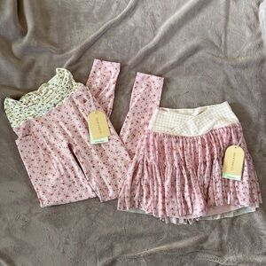 Blogilates XS Pink Floral Legging & Skirt Bundle